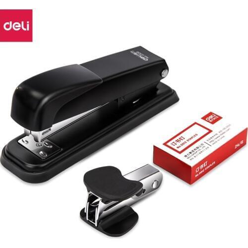Deli Steel Durable Office Stapler Set (stapler+staples+staple Remover) Suitable for 12# 24/6 26/6 Office Supplies Black 0359