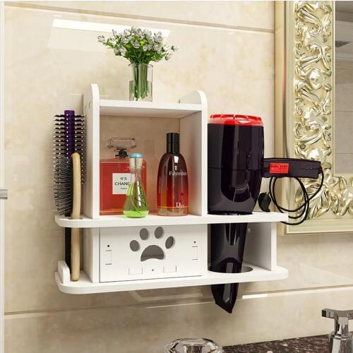 Wall Shelf In Bathroom Holder for Hair Dryer Toilet Shelf Nail Free Bath Rack Estante Prateleira De Parede Bathroom Accessories