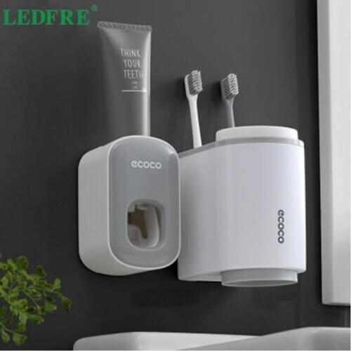 LEDFRE Toothpaste Squeezer Wall Mounted Toothbrush Wash Holder for Bathroom Cup Accessories Set LF71098