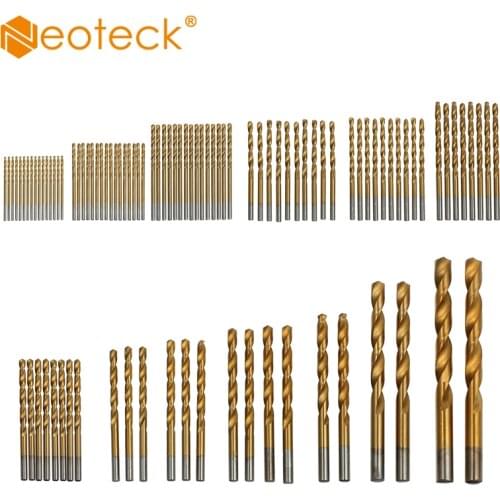 Neoteck 99 pcs/set High Speed Steel Drill Bit Set 1.5mm - 10mm Titanium Coated Metal HSS For DIY Home And General Building