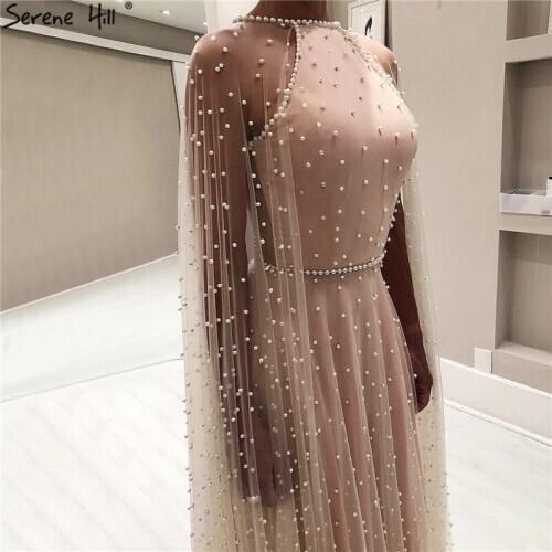 Latest Design Pink Backless Sexy Prom Dresses 2020 Pearls Sleeveless shawl Prom Gowns Serene Hill BLA60917