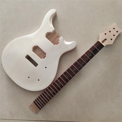 New 1 set unfinished guitar neck and body PRS style electric guitar kit DIY part 24.75inch