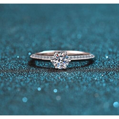 Passed Diamond Test Excellent Moissanite Ring 925 Sterling Silver Perfect Cut 0.5 Ct Gem Flat Drill Ring Fashion Wedding Luxury