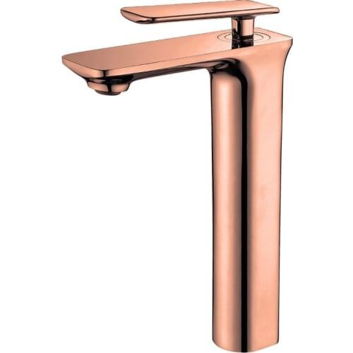 Rose Gold Bathroom Basin Faucets Solid Brass Sink Mixer Hot & Cold Single Handle Deck Mounted Lavatory High-Quality Taps