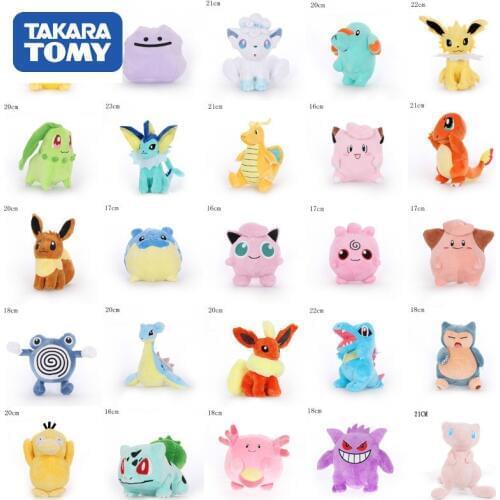 TAKARA TOMY Pokemon plush toys Original Pikachu Squirtle Stuffed dolls Plush Doll Toys For kids Christmas birthday Gift