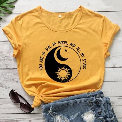 You Are My Sun My Moon And All My Stars T-shirt Aesthetic Day And Night Ying Yang Tee Top Women Astronomy Valentines Tshirt