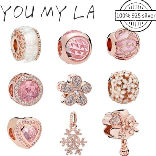 925 Sterling Silver Love Family Mother & Daughter Heart Split Pendant DIY fine beads Fit Original Pando Charm Bracelet Jewelry