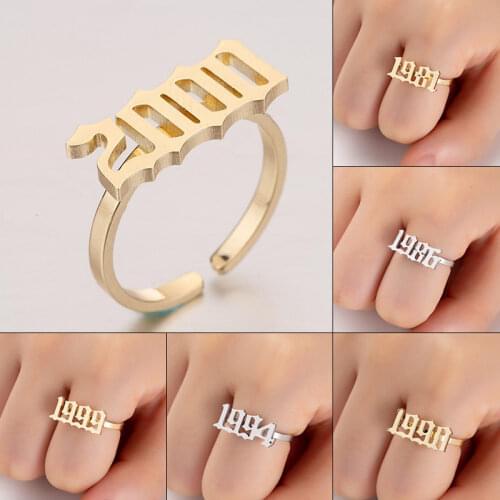 Ring for Women Stainless Steel Ring Year Number Gold Rings Female Number Ring Anillos Mujer Number Wedding Ring Jewelry