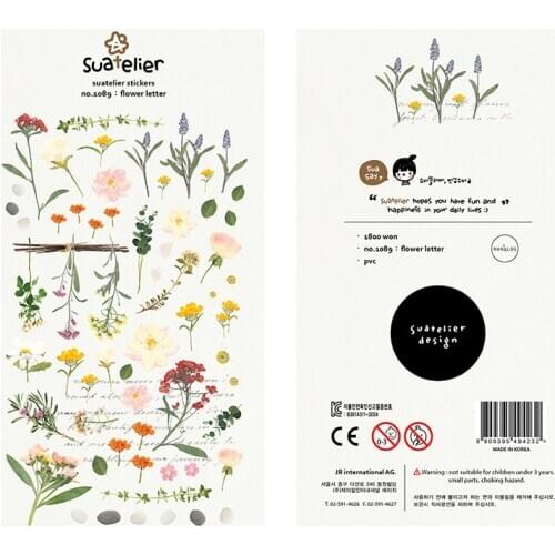 1 Pc Flower Letter Sticker Decoration Mobile Stickers PVC Scrapbooking Korean Stationery Planner Stickers