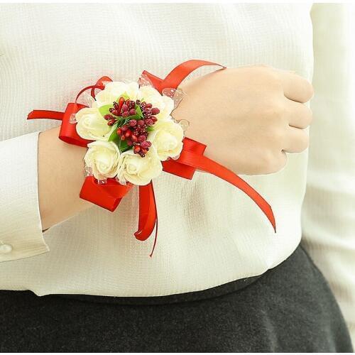 New fashion 1 pcs Creative Wrist Flower Bridesmaid Sisters hand flowers Artificial Bride Flowers For Wedding Party Decoration