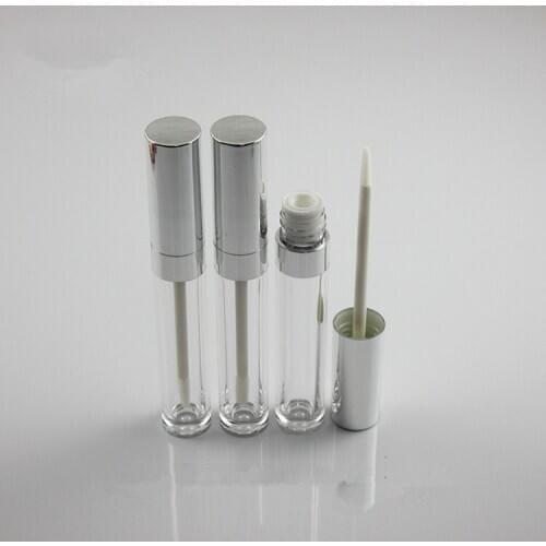 10/30/50pcs 6ml Plastic Frosted Lip Gloss Tube Empty Lip Balm Container With Silver Lid,Round Lipgloss Refillable Bottles