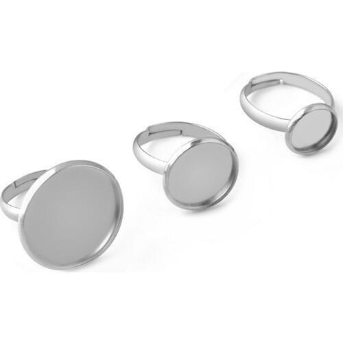10pcs 8mm 12mm 16mm 20mm Cabochon Cameo Blank Base Bezel Tray Stainless Steel Rings Settings Fit DIY Ring Jewelry Findings