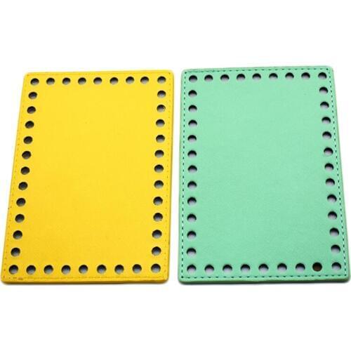 10pcs Bottoms for Knitting Bag Patent Leather Bag Accessories Rectangle Bottom with Holes DIY Handmade Bags Bottom 16x11cm