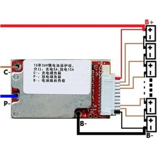 10S 15A Scooter BMS 36V Ternary lithium battery protection