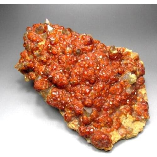 1295g Spessartine Garnet+Smoky Quartz Cluster on Matrix - crystals and stones healing Mineral specimen Home Decor feng shui