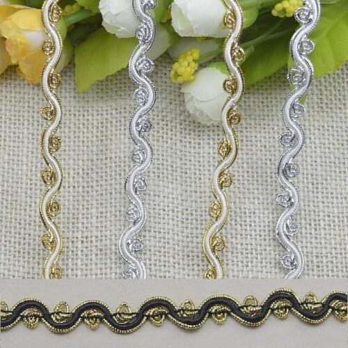 30m/lot 1cm Gold Silver Lace S Wave Black White Wedding Dress Accessories Curtain Bedding Decoration