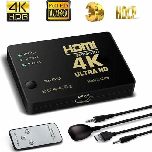4K*2K HDMI Splitter 3 in 1 High Definiton Video Adapter 3 Input 1 Output Converter