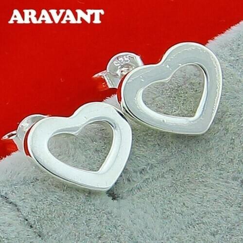 925 Silver Hollow Heart Earring For Women Valentines Day Jewelry Gift