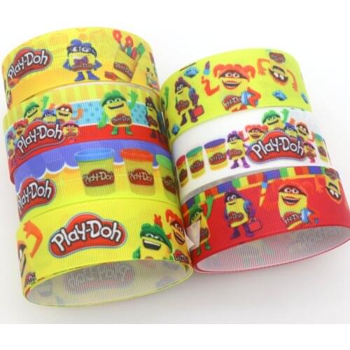 DHK 50yards Play-Doh Printed Grosgrain Ribbon Accessory Hairbow Headwear Decoration DIY Wholesale OEM S1445