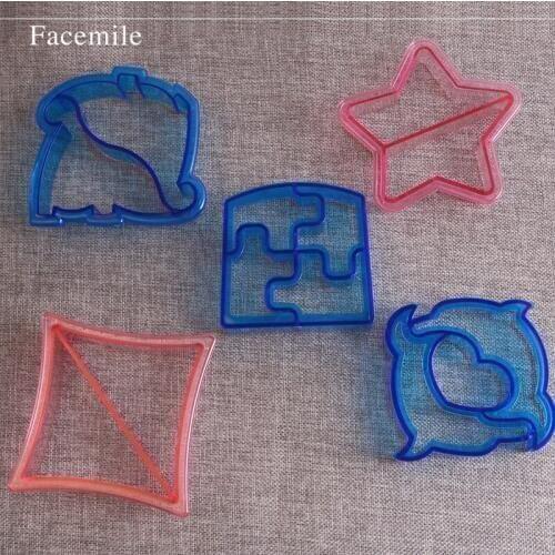 Facemile 5PCS/Set Sandwich Cutter Star Heart Animal Shape Cake Bread Toast Biscuit Mould Sandwich Maker 52097