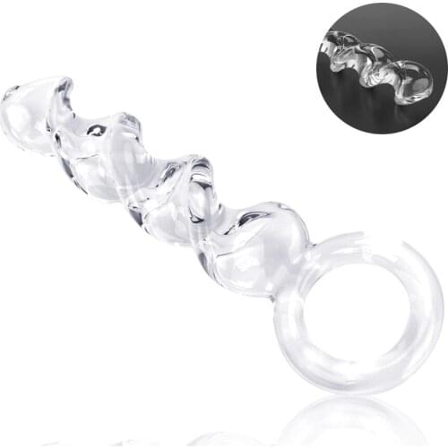 IKOKY Fake Long Penis Cock Female Masturbation Anal Plug Glass Dildo Pyrex Crystal Vagina Massage Sex Toys for Women