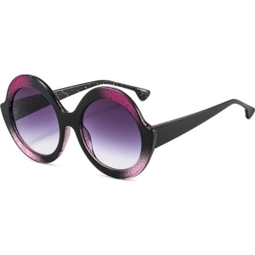 Personality Round Sunglasses Women Decor Frame Shades Fashion Designer Sequins Glasses Summer UV400 Eyewear