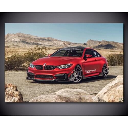 Paintings Wall Art B M W M4 Red Matte Sport Cars Supercar Outdoor Canvas Artwork Pictures Posters and Prints Modern Decoration