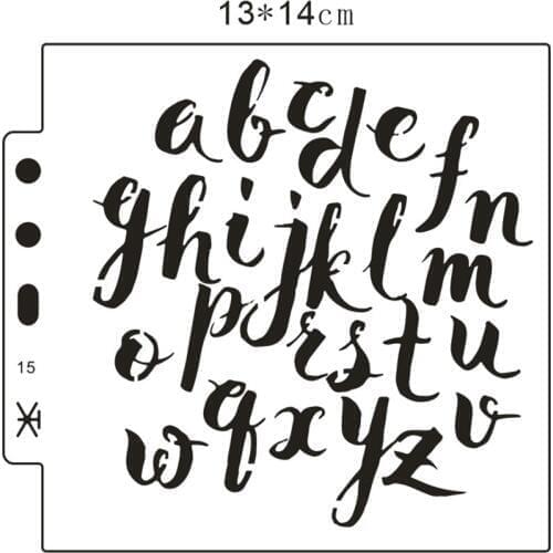 Hote Sale letter 13*14cm scrapbook stencils spray plastic mold shield DIY cake hollow Embellishment printing lace ruler