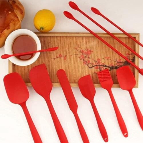 Silicone Spatula Set of 10 PCS Heat Resistant Kitchen Utensil Seamless Design for Cooking Baking and Mixing