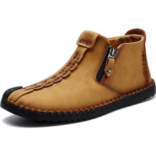 Shoe Man Leather Warm Fur Snow Boots Autumn Winter Comfortable Ankle Boots Fashion Male Breathable Casual Shoes Big Size 48