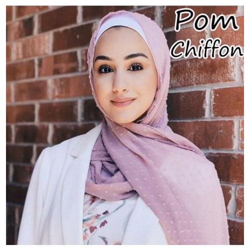 5pcs/lot Wholesale Flocked Bubble Chiffon Scarf Hijabs Wrap Malaysia Mulsim Womens Soild Islamic Headscarf Shawl Pom Head Scarf
