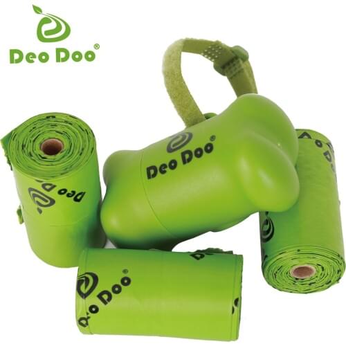 DeoDoo Handle Dog Poop Bags with Dispenser Sakura Scented Doggie Waste Poo Bags Holder Eco-Friendly for Cat Little Liners