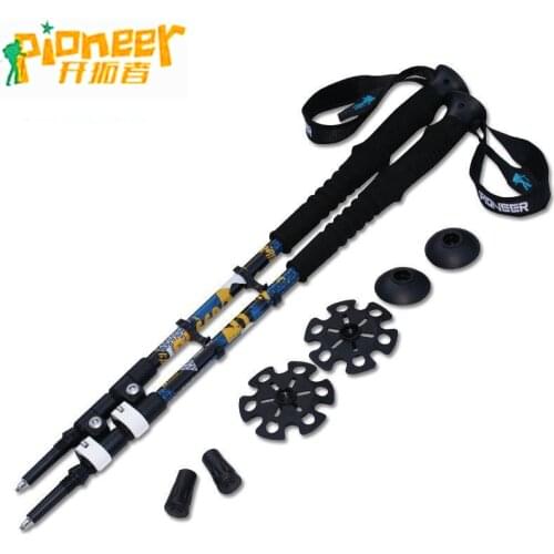 Pionner Trekking Walking Stick External Lock Ultralight Telescopic Aluminum Nordic Skiing Hiking Camping Poles Cane1 Pair