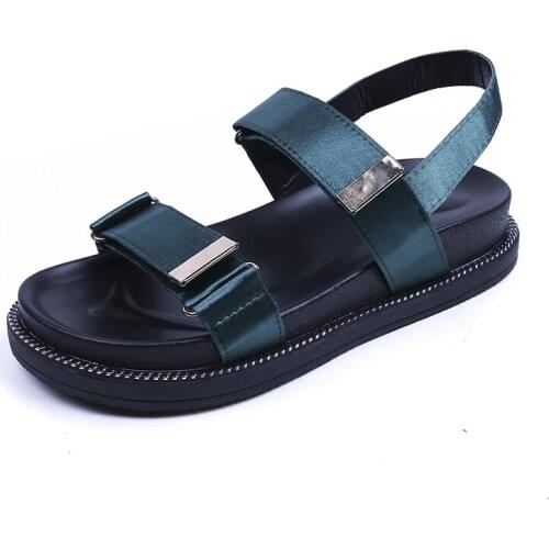 Sandals Women Shoes Womens Sandals 2021 New Style Summer Flat Bottome Student Leisure Flip Flops Magic Paste Muffin Thick Soled