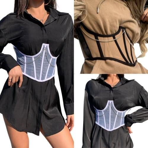 Sexy Corset Underbust Women Gothic Corset Top Curve Shaper Modeling Strap Slimming Waist Belt Chain Lace Corsets Bustiers