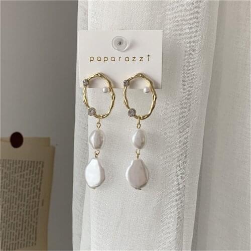 RUANME Temperament Of A Pair Of Earrings Long Set Auger Pearl Earring Female Sense Of Geometric Design Earrings Jewelry