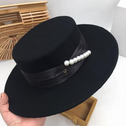 Fedora female British socialite qiu dong restoring ancient ways panama edition black wool hat flat felt trilby hat fedors