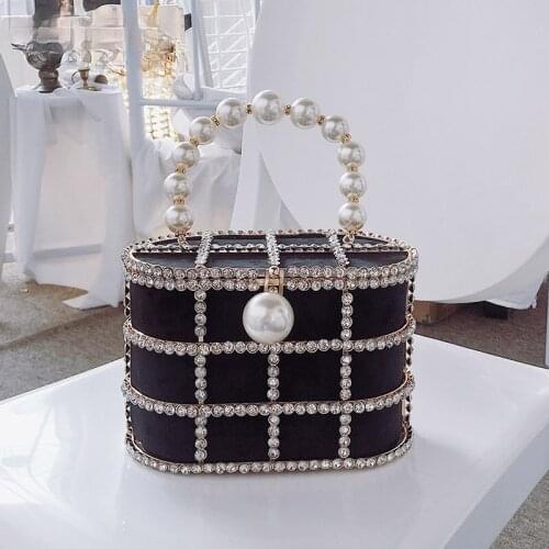 Diamonds Basket Evening Clutch Bags Women Luxury Hollow Out Preal Beaded Metallic Cage Handbags Ladies Wedding Party Purse