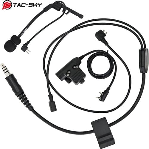 Y-wire cable kit for Peltor ComtacTactical headset with microphone and U94 Ptt Kenwood plug