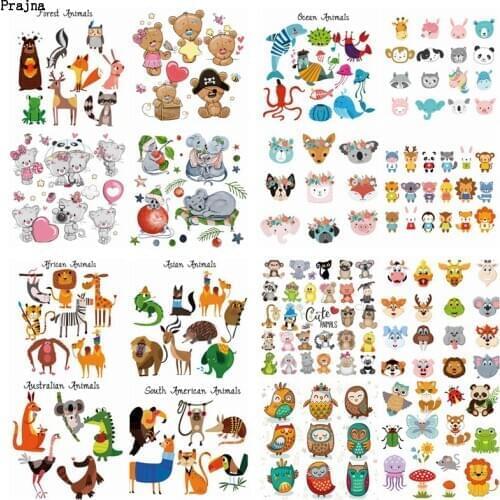 Prajna DIY Thermal Sticker Iron On Transfer For Clothing Cute Bear Patch Heat Transfer Vinyl Baby Cartoon Lovely Animal Applique