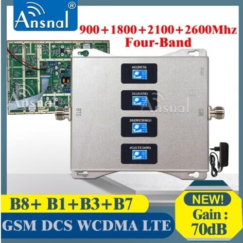 1PCS Four-Band 900 1800 2100 2600Mhz 4G Cellular Amplifier GSM Repeater 2G 3G 4G MobilePhone Signal Booster GSM LTE DCS UMTS