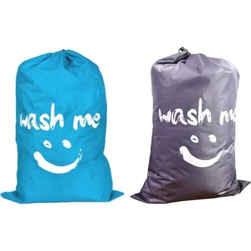 Smile Shape Nylon Laundry Bag Wash Me Travel Storage Pouch Machine Washable Dirty Clothes Organizer Wash Drawstring Bag