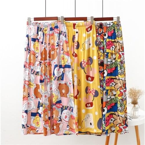 Spring Cartoon Cotton Pajama Pants Women Loose Cute Plus Size Ladies Sweet Comfortable Home Clothing Sleeping Pants Korean Style