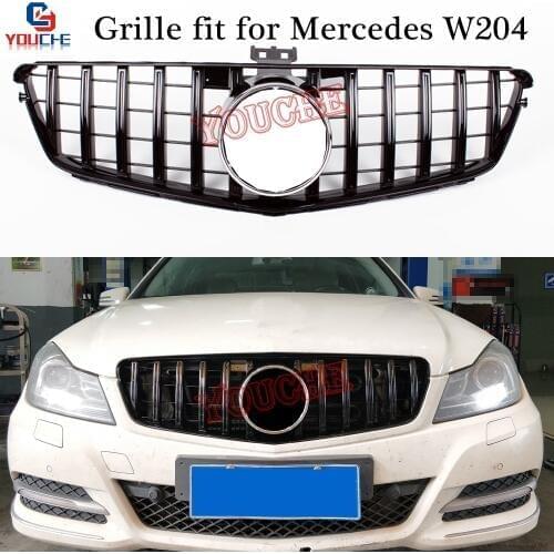 W204 GT Diamond Grill C63 AMG Style Front Hood Grille for Mercedes C W204 C180 C200 C250 C300 C350 2008 - 2014