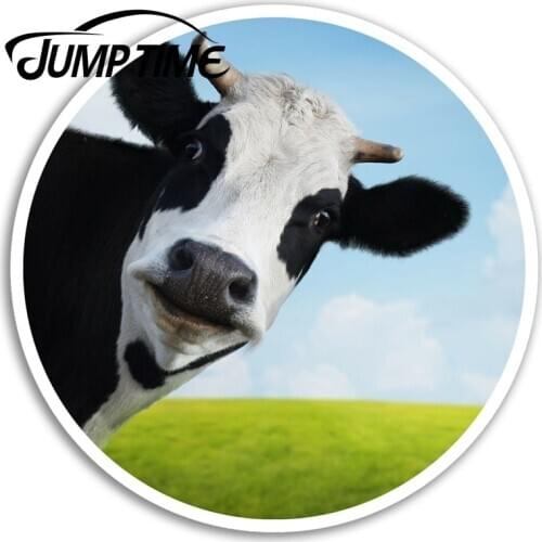 Jump Time Funny Cow Vinyl Stickers Cattle Farm Sticker Laptop Luggage Car Assessoires Window Decals Car Wrap DIY