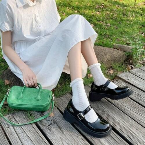 Women Student Shoes Japanese Style Ankle Strap Round Toe High Heels Platform Leather Shoes Cute Lolita JK Girls Mary Jane Shoes