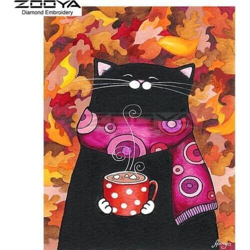 ZOOYA Diamond Embroidery 5D DIY Diamond Painting Cute Cat &Coffee Cups Diamond Painting Cross Stitch Rhinestone Mosaic BJ1794