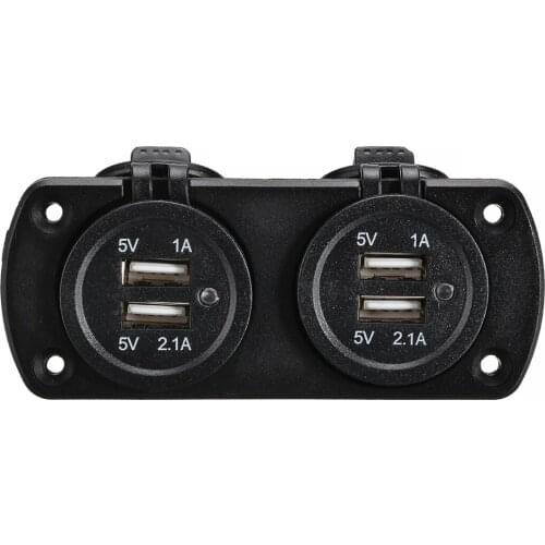 1pc 5V 2.1A 1A Car 4 USB Charging Ports Socket Power Charger Cables Adapters LED Light For Auto Camper Van Truck 105x43mm