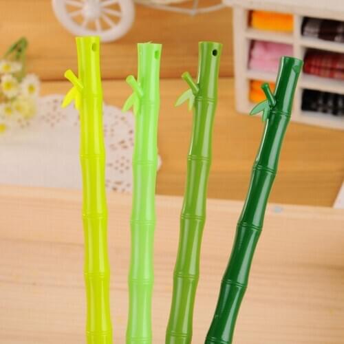 1 Pcs Creative Green Fresh Bamboo Modelling Neutral Pen Cute Stationery Black Signature Pen