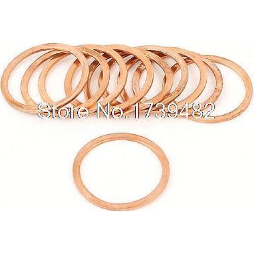 10pcs 21 x 25 x 1mm Copper Flat Washers Spacer Gaskets Seal Rings for Industrial